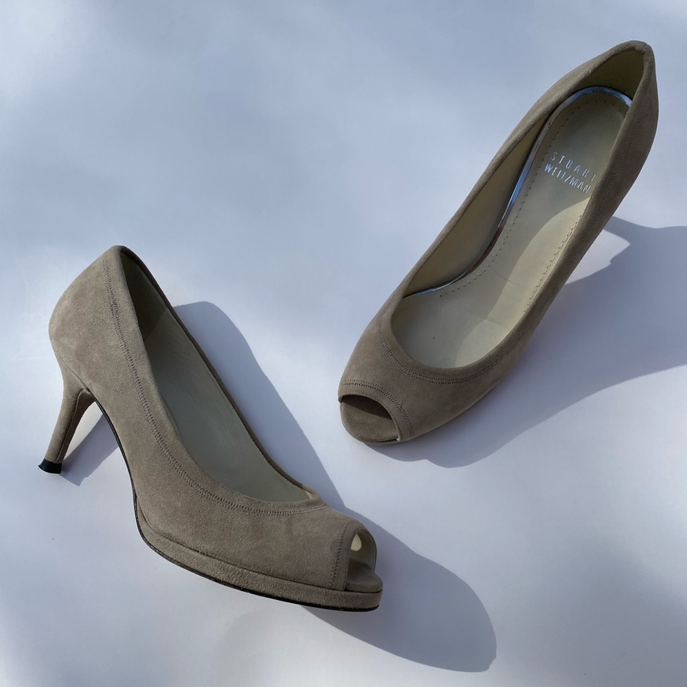 Stuart weitzman taupe suede heels